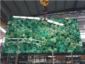 Azure Green Agate Semiprecious Stone Slab/Luxury Dark Green Semi-Precious Stone/Semi Precious Stone Slab for Wall Cladding&Flooring/Semi-Precious Stone Panel/Interior Decoration