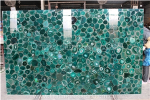 Azure Green Agate Semiprecious Stone Slab/Luxury Dark Green Semi-Precious Stone/Semi Precious Stone Slab for Wall Cladding&Flooring/Semi-Precious Stone Panel/Interior Decoration