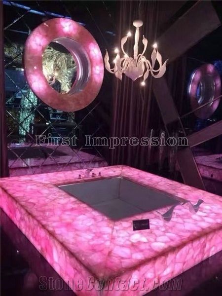 Best Price Pink Crystal Semiprecious Stone Slab/Luxury Pink Semi-Precious Stone Slab&Tile&Customized/Semi Precious Stone Tiles for Wall Cladding&Flooring/Semi-Precious Stone Panel/Interior Decoration