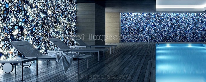 Blue Agate Translucent Stone Walling/Semi-Precious Stone Interior Walling/Red Agate Transmittance Stone Blackground Wall/Semi Precious Stone/Nterior Decoration/Gemstone Slab for Wall & Floor Covering