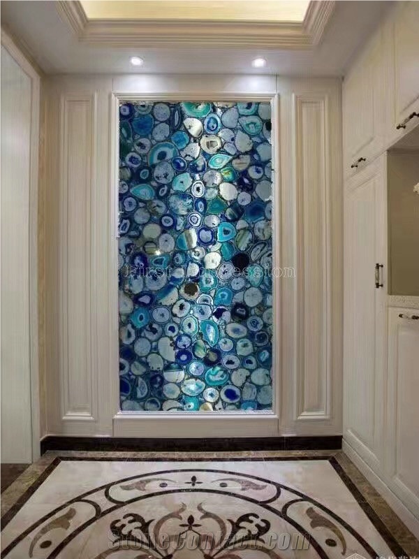 Blue Agate Translucent Stone Walling/Semi-Precious Stone Interior Walling/Red Agate Transmittance Stone Blackground Wall/Semi Precious Stone/Nterior Decoration/Gemstone Slab for Wall & Floor Covering