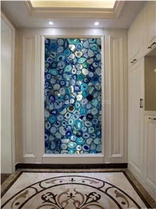 Blue Agate Translucent Stone Walling/Semi-Precious Stone Interior Walling/Red Agate Transmittance Stone Blackground Wall/Semi Precious Stone/Nterior Decoration/Gemstone Slab for Wall & Floor Covering