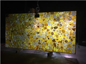 Cheap Yellow Agate Semi Precious Stone Slabs/Semi-Precious Stone Interior Walling/Agate Transmittance Stone Blackground Wall/Semi Precious Stone/Interior Decoration/Gemstone for Wall Covering Tiles