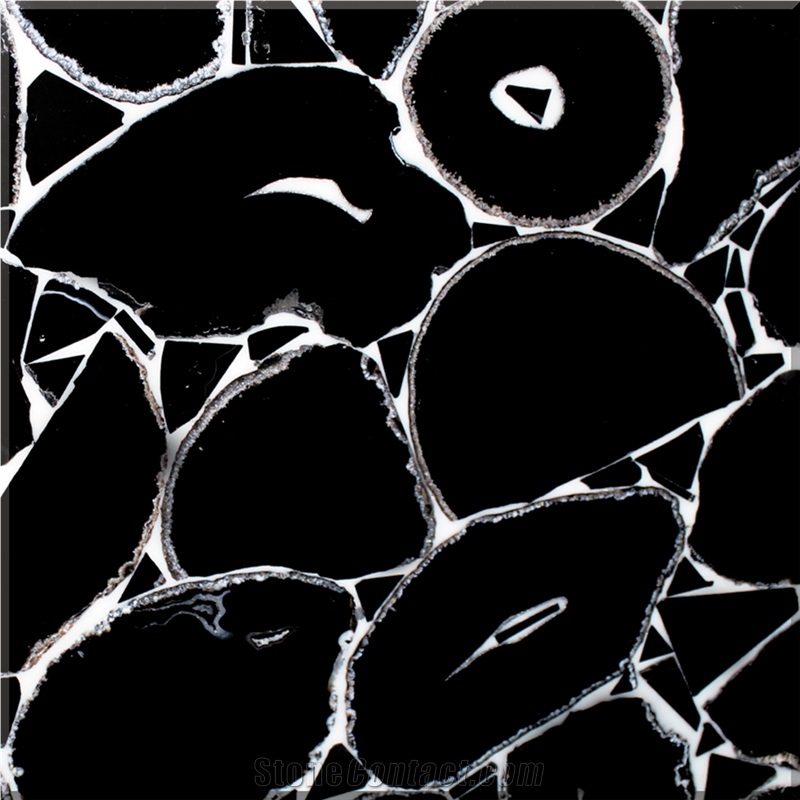 Classic Black Agate Semiprecious Stone Slabs/Luxury Dark Black Semi-Precious Stone/Semi Precious Stone Slab for Wall Cladding&Flooring/Semi-Precious Stone Panel/Interior Decoration Stone