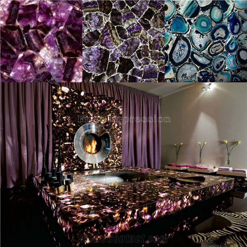 Gemstone for Wall & Floor Covering Tiles/New Polished Semiprecious Stone Big Slab/Cheap Agate Stone Slabs & Tiles/Colorful Agate Transmittance Stone Blackground Wall/Nice Interior Decoration Material