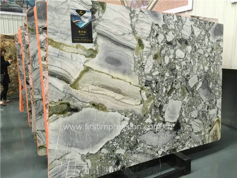 High Quality Luxury Marble Big Slab/Green Marble Tile & Slab/White Beauty/Ice Connect Marble/Chinese Green /Marble Tiles Cut to Size/Ice Green/White and Green Marble Tiles for Wall & Floor Covering