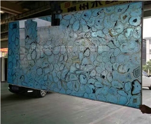 Hot Blue Agate Translucent Stone Walling/Semi-Precious Stone Interior Walling/Agate Transmittance Stone Blackground Wall/Semi Precious Stone/Interior Decoration/Gemstone for Wall Covering Tiles