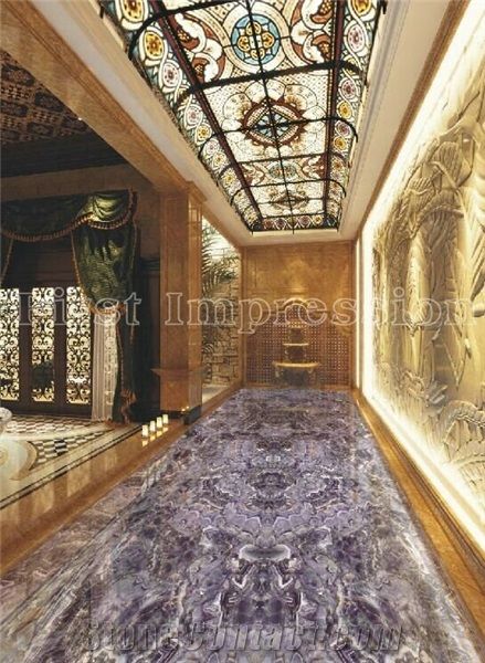 Hot Purple Crystal Semiprecious Stone Big Slabs/Luxury Lilac Semi-Precious Stone Slab&Tile&Customized/Semi Precious Stone Slab for Wall Cladding&Flooring/Semi-Precious Stone Panel/Interior Decoration