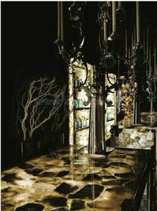 Luxury Grey Crystal Semiprecious Stone/Luxury Smoke Grey Semi-Precious Stone Slab&Tile&Customized/Semi Precious Stone Slab for Wall Cladding&Flooring/Semi-Precious Stone Panel/Interior Decoration