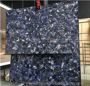 Luxury Solidate Blue Jasper Semiprecious Stone Tiles/Solidate Blue Gemstone Wall Tiles & Floor Tiles/Azul Bahia Semiprecious Stone