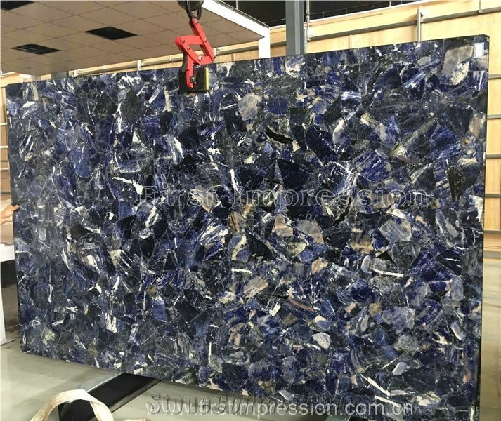 Luxury Solidate Blue Jasper Semiprecious Stone Tiles/Solidate Blue Gemstone Wall Tiles & Floor Tiles/Azul Bahia Semiprecious Stone