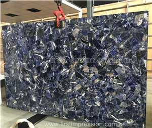 Luxury Solidate Blue Jasper Semiprecious Stone Tiles/Solidate Blue Gemstone Wall Tiles & Floor Tiles/Azul Bahia Semiprecious Stone
