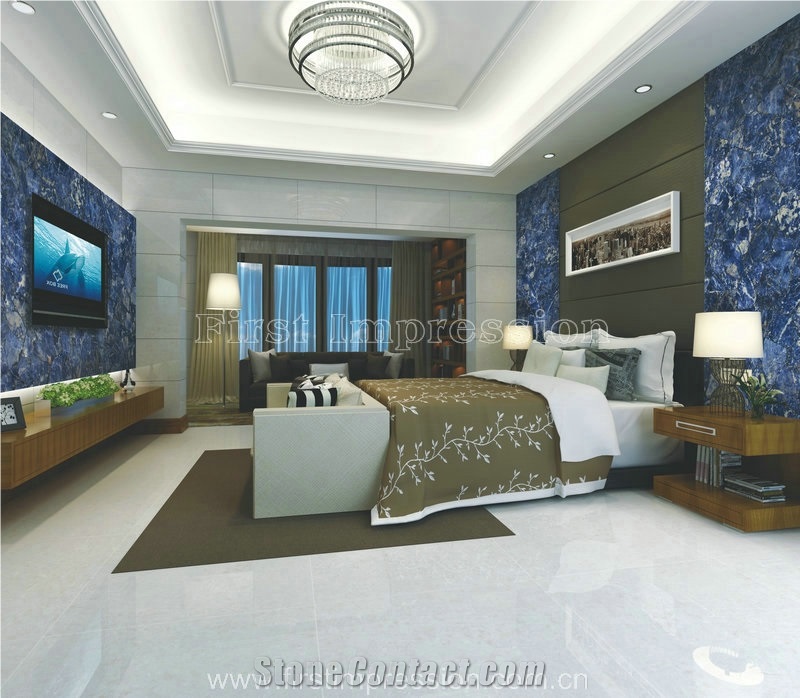 Luxury Solidate Blue Jasper Semiprecious Stone Tiles/Solidate Blue Gemstone Wall Tiles & Floor Tiles/Azul Bahia Semiprecious Stone