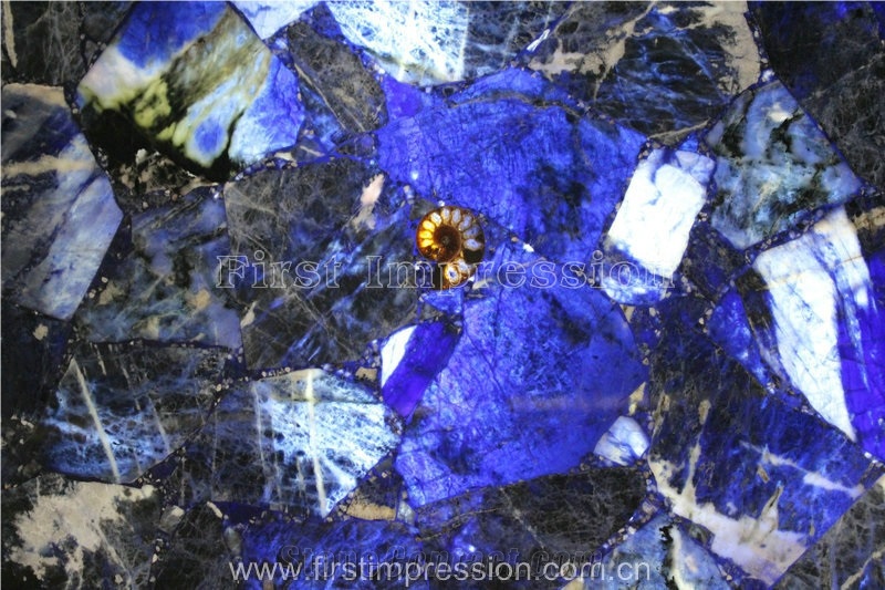 Luxury Solidate Blue Jasper Semiprecious Stone Tiles/Solidate Blue Gemstone Wall Tiles & Floor Tiles/Azul Bahia Semiprecious Stone