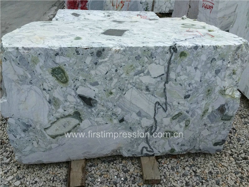 Luxury White Beauty Marble Blocks/Ice Connect Marble/Chinese Green/Ice Green/White and Green Project Chinese Natural Stone Products