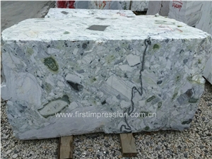 Luxury White Beauty Marble Blocks/Ice Connect Marble/Chinese Green/Ice Green/White and Green Project Chinese Natural Stone Products