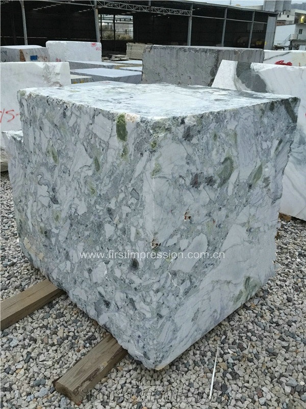 Luxury White Beauty Marble Blocks/Ice Connect Marble/Chinese Green/Ice Green/White and Green Project Chinese Natural Stone Products