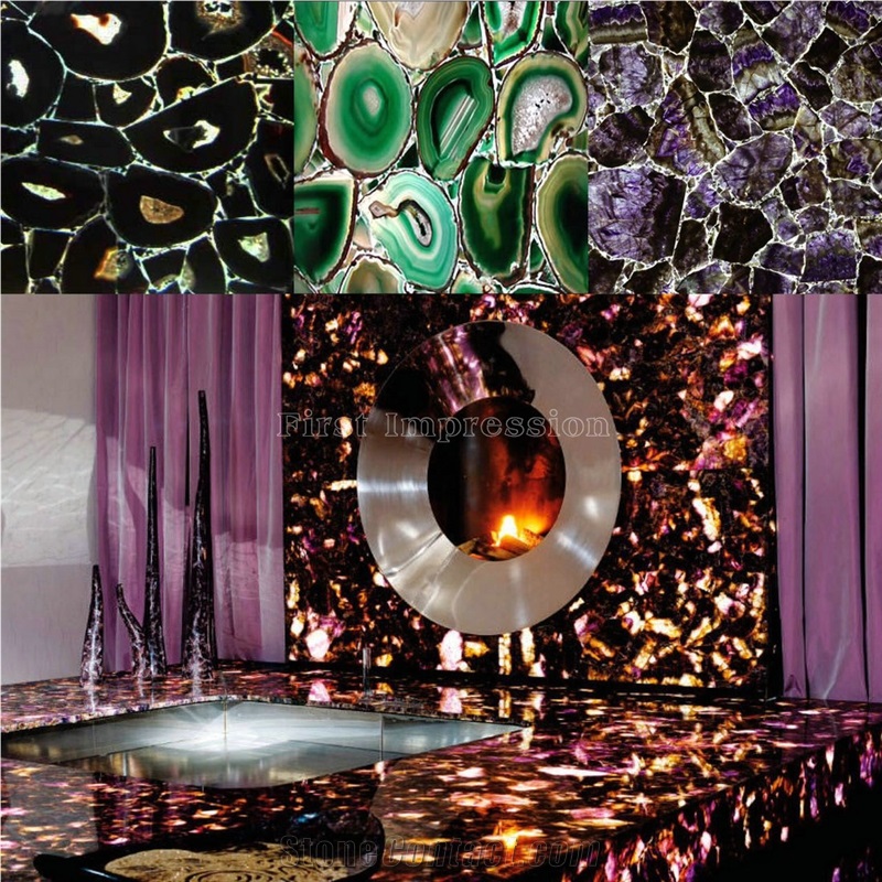 Natural Agate Semiprecious Stone Slabs&Tiles/Multicolor Gemstone for Floor&Wall Covering Tiles/Mixed Color Semi Precious Stone Panels/Best Price Semi Precious Stone Slabs