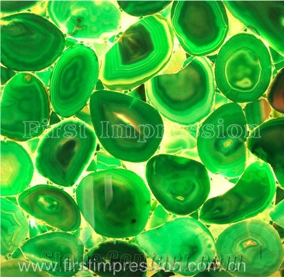 New Polished Azure Green Agate Semiprecious Stone Slab/Luxury Dark Green Semi-Precious Stone/Semi Precious Stone Slab for Wall Cladding&Flooring/Semi-Precious Stone Panel/Interior Decoration