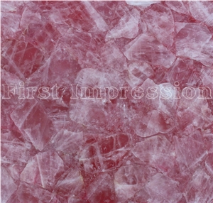Pink Crystal Semiprecious Stone Slab/Luxury Pink Semi-Precious Stone Slab&Tile&Customized/Semi Precious Stone Tiles for Wall Cladding&Flooring/Semi-Precious Stone Panel/Interior Decoration