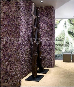 Purple Crystal Semiprecious Stone Big Slabs/Luxury Lilac Semi-Precious Stone Slab&Tile&Customized/Semi Precious Stone Slab for Wall Cladding&Flooring/Semi-Precious Stone Panel/Interior Decoration