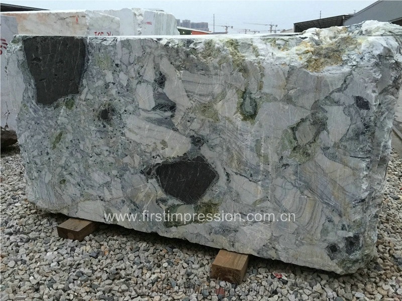 White Beauty Marble Blocks/Ice Connect Marble/Chinese Green/Ice Green/White and Green Project Chinese Natural Stone Products