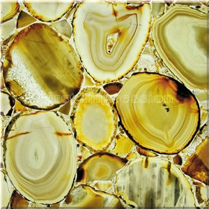 Yellow Agate Stone/Colorful Semi Precious Stone Panels/Luxury Semiprecious Stone Slabs&Tiles/Semi-Precious Stone for Wall Covering&Flooring/Interior Decoration/Cheap Gemstone Big Slabs