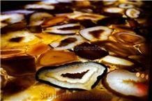 Yellow Agate Translucent Stone Walling/Semi-Precious Stone Interior Flooring/Red Agate Transmittance Stone Blackground Wall/Semi Precious Stone/Interior Decoration/Gemstone Slab for Wall Covering Tile