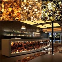 Yellow Agate Translucent Stone Walling/Semi-Precious Stone Interior Flooring/Red Agate Transmittance Stone Blackground Wall/Semi Precious Stone/Interior Decoration/Gemstone Slab for Wall Covering Tile