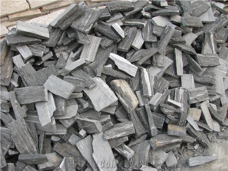 Black Quartzite Cultured Ledge Stone for Wall Decor Pool Waterfall Garden Waterfall River Rock
