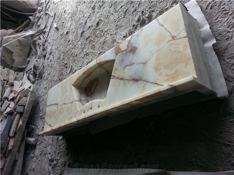 Pakistan Light Green Onyx Stone Polished Big Size Bathrooom Vanity Tops