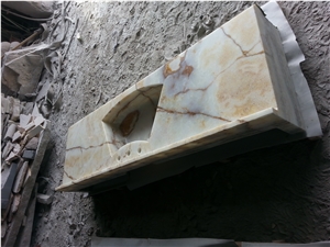 Pakistan Light Green Onyx Stone Polished Big Size Bathrooom Vanity Tops