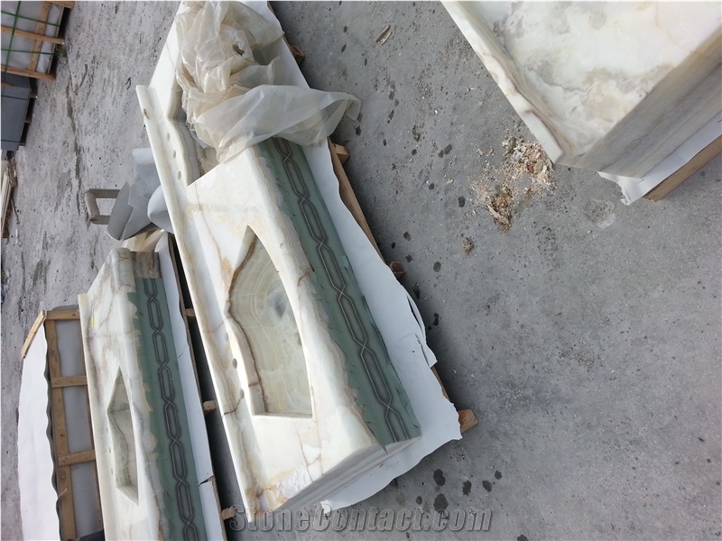 Pakistan Light Green Onyx Stone Polished Big Size Bathrooom Vanity Tops