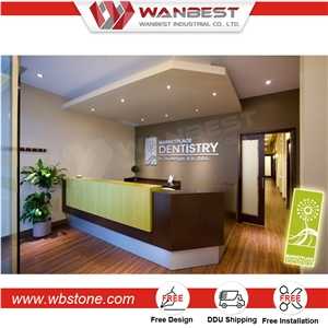 2017 Morden Design Artificial Marble Curved White Office Reception Counters; Office Furniture Front Desk Bar