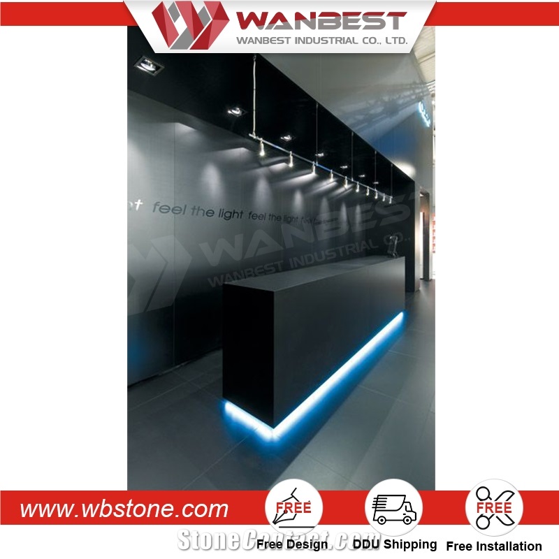 2017 Morden Design Artificial Marble Curved White Office Reception Counters; Office Furniture Front Desk Bar