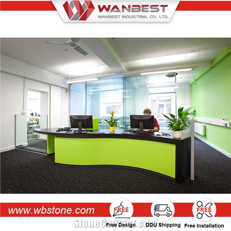 Commercial Furniture General Use and Plywood/Mdf,Wood Material Frame Artificial Stone Reception Desk