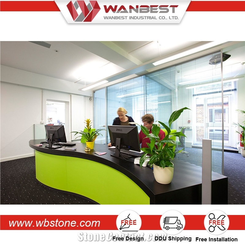Commercial Furniture General Use and Plywood/Mdf,Wood Material Frame Artificial Stone Reception Desk