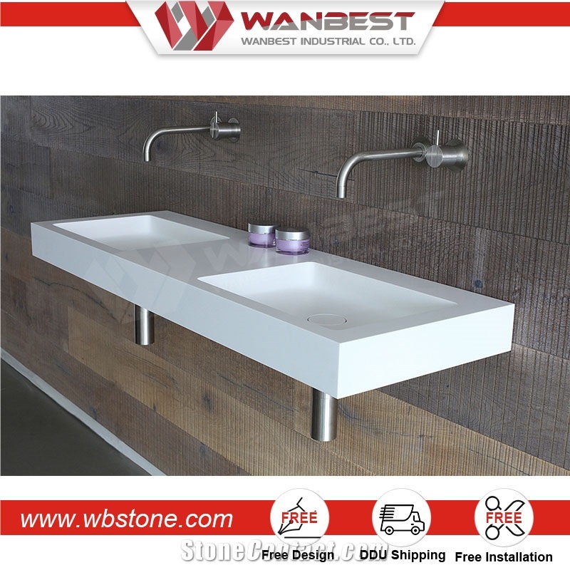 Factory Price Pure Acrylic Solid Surface White Artificial Stone Wash Basin