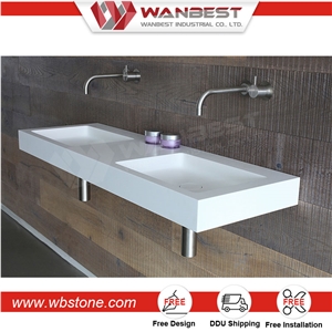 Factory Price Pure Acrylic Solid Surface White Artificial Stone Wash Basin
