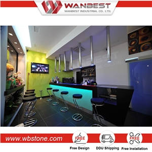 Glossy White Fancy Design High Table Solid Surface Bar Counter for Sale