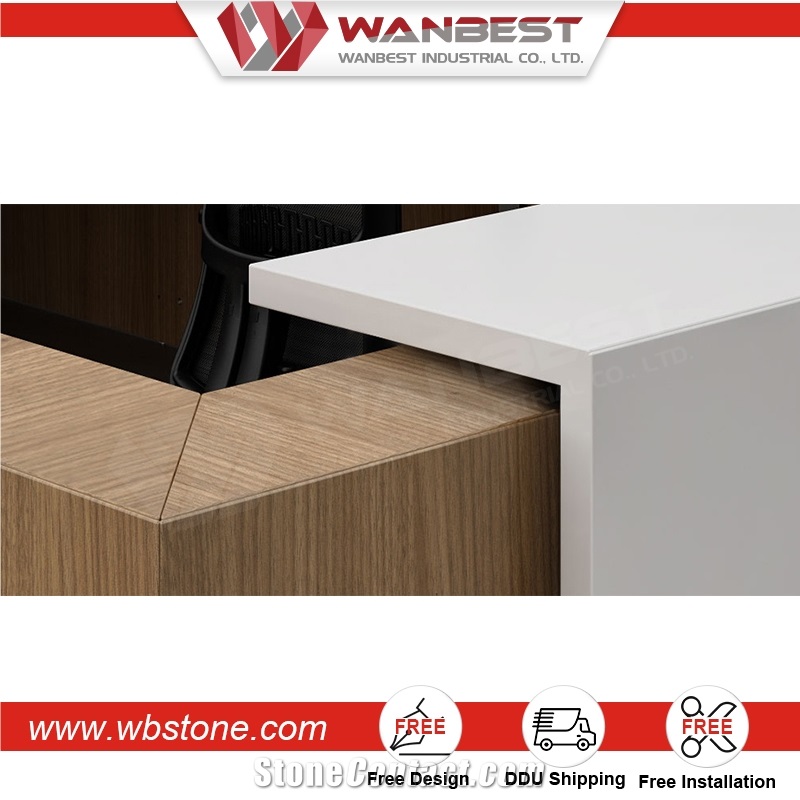 High Quality Artificial Stone Reception Information Counter Top with Wooden Cabinet