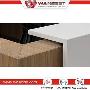 High Quality Artificial Stone Reception Information Counter Top with Wooden Cabinet