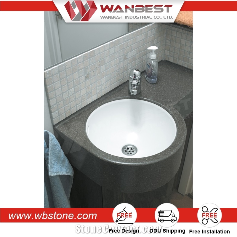 Hotel/Home Artificial Stone Bathroom Sinks Round Hand Wash Bowl