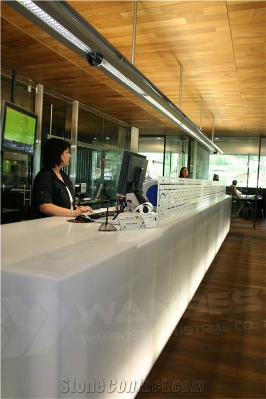 Import Acrylic Solid Surface Restaurant Reception Desk Furniture