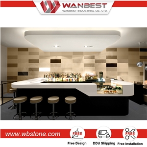 Modern Design Bending Solid Surface Snack Bar Counter Design for Sale