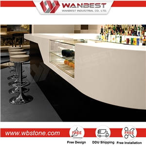 Modern Design Bending Solid Surface Snack Bar Counter Design for Sale