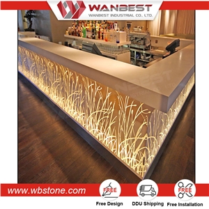 Modern Design Bending Solid Surface Snack Bar Counter Design for Sale