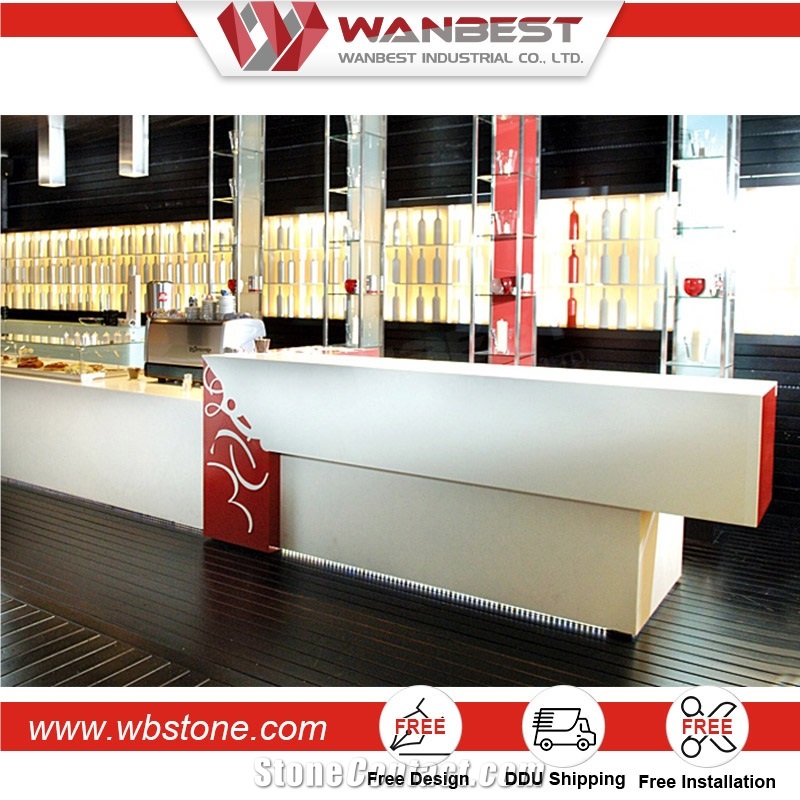 Modern Design Bending Solid Surface Snack Bar Counter Design for Sale
