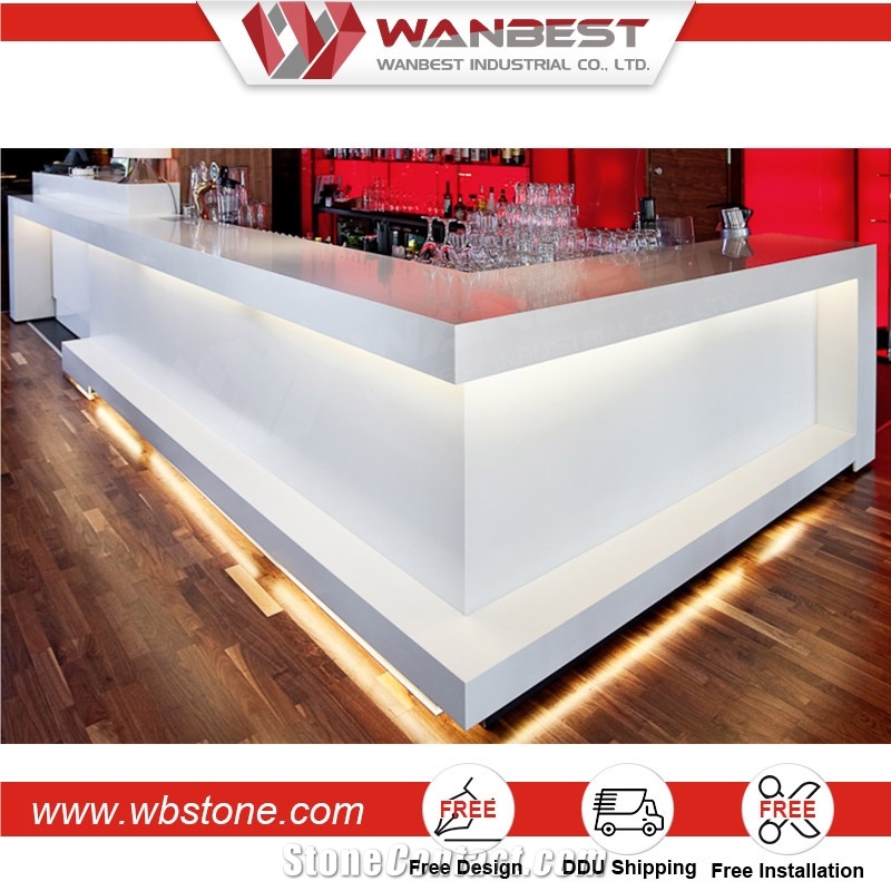 Modern Design Bending Solid Surface Snack Bar Counter Design for Sale
