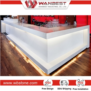 Modern Design Bending Solid Surface Snack Bar Counter Design for Sale